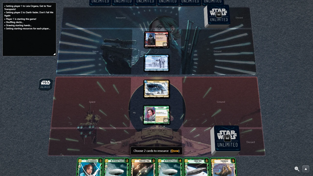 Force Table 的 IBH 莉亞對維達開局畫面